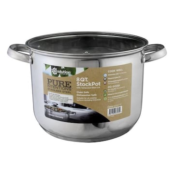 Ecolution Pure Intentions Stockpot, with Tempered Glass Lid, 8 Quarts, Stainless Steel
