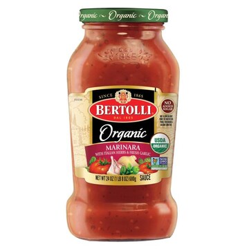 Bertolli Organic Organic Marinara Sauce, Authentic Tuscan Style Organic Pasta Sauce Made with Vine-Ripened Tomatoes, 24 OZ