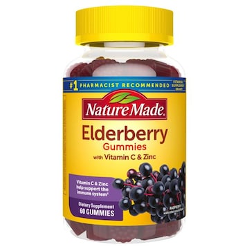 Nature Made Elderberry, with Vitamin C & Zinc, Gummies, Raspberry