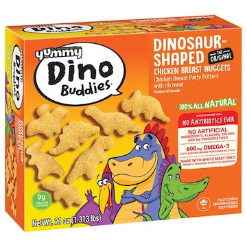 Yummy Dino Buddies Breaded Dinosaur-Shaped Chicken Breast Nuggets