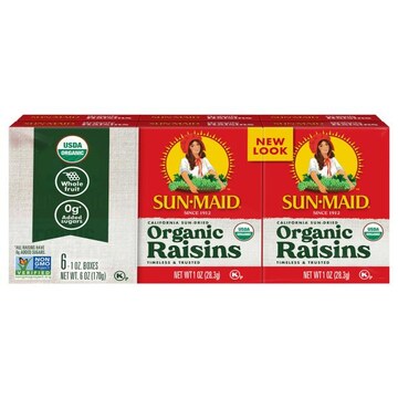 Sun-Maid® California Sun-Dried Organic Raisins 6-Pack/1oz Cartons