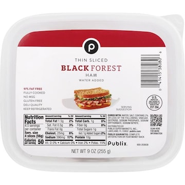 Publix Sliced Black Forest Ham, Water-Added9 Oz