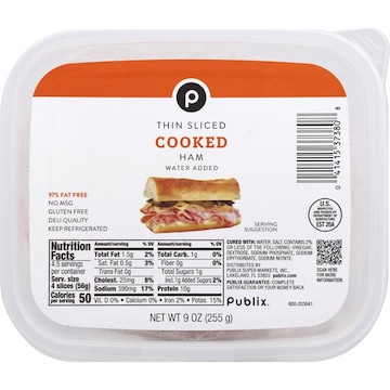 Publix Sliced Cooked Ham, Water-Added9 Oz