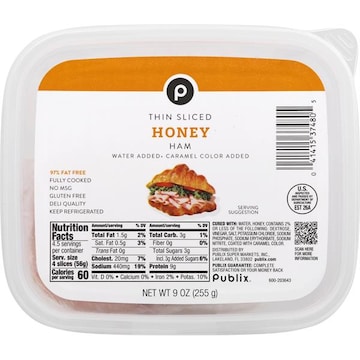 Publix Sliced Honey Ham, Water-Added9 Oz