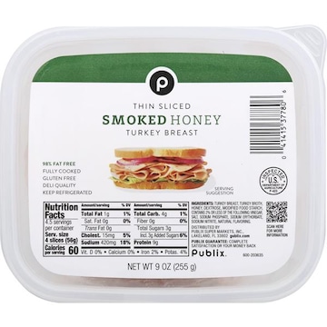 Publix Sliced Honey Turkey, 9 Oz