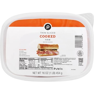 Publix Sliced Cooked Ham, Water-Added16 Oz