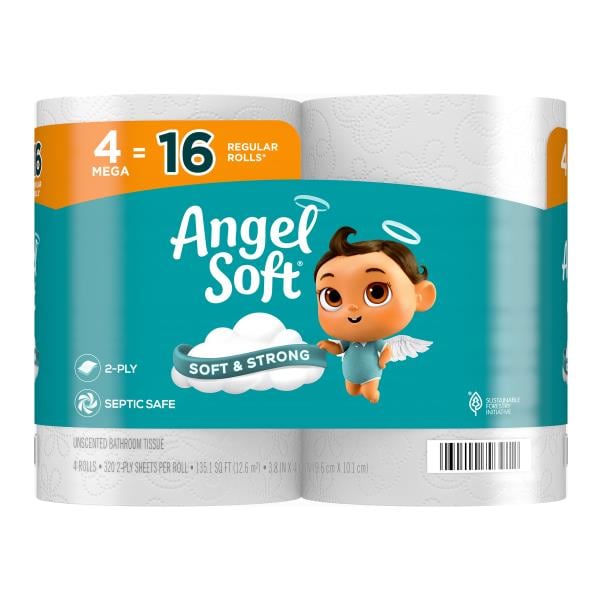 Angel Soft Toilet Paper, Unscented, Mega Rolls | Publix Super Markets