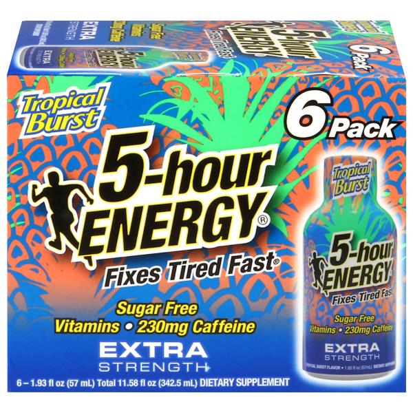 5Hour Energy Energy Drink, Extra Strength, Tropical Burst, 6 Pack