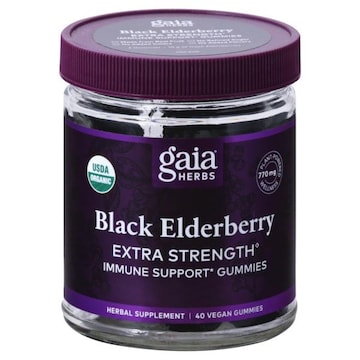 Gaia Herbs Black Elderberry, Extra Strength, Vegan Gummies