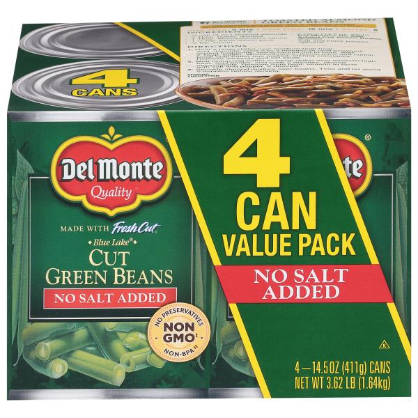 Del Monte Green Beans, Cut, 4 Can, Value Pack Publix Super Markets