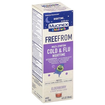 Mucinex Children's FreeFrom Cold & Flu, Multi-Symptom, Nighttime, Elderberry & Cherry
