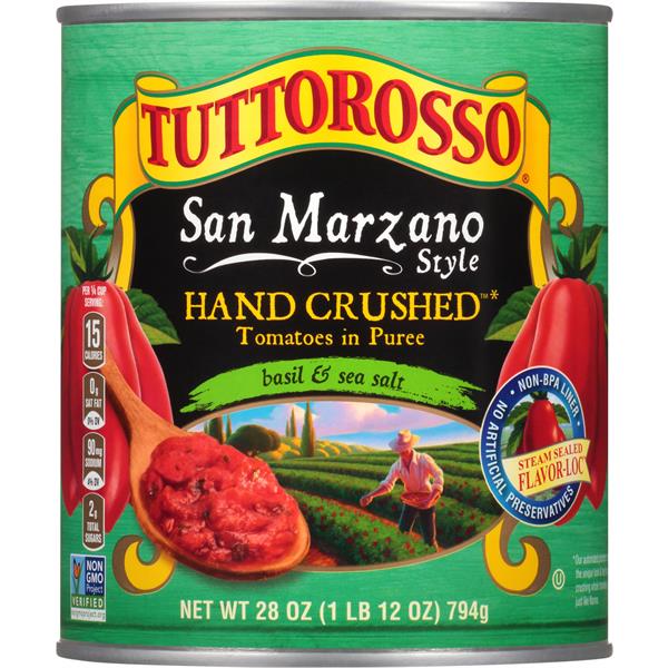 Tuttorosso Tomatoes in Puree, Basil and Sea Salt, San Marzano
