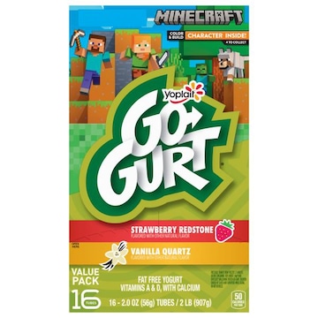 Go-Gurt Yogurt, Fat Free, Strawberry Redstone/Vanilla Quartz, Value Pack