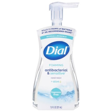Dial Antibacterial & Sensitive Hand Wash, + Aloe, Foaming, Fragrance Free