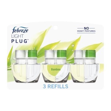 Febreze Light Plug In Air Freshener Scented Oil Refill Light Bamboo, 3ct