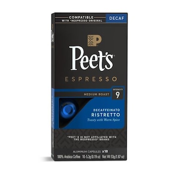 Peet's Coffee & Tea Ristretto Decaffeinated (Intensity 9) Medium Roast Capsules - 10ct Capsules