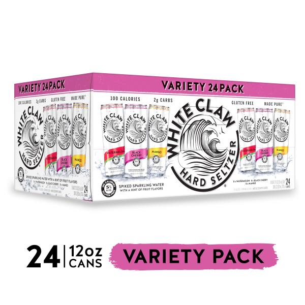 White Claw Hard Seltzer, Black Cherry/Mango/Watermelon, Spiked