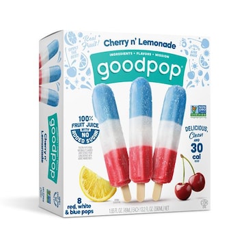GoodPop Cherry n' Lemonade Red, White and Blue, No Added Sugar Ice Pops, 8 Ct