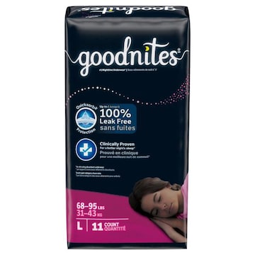 GoodNites Underwear, Nighttime, Girls, L
