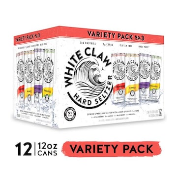 White Claw Hard Seltzer, Blackberry/Mango/Strawberry/Pineapple, Variety Pack, 12 Pack