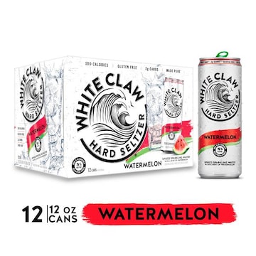 White Claw Hard Seltzer, Watermelon, Spiked, 12 Pack