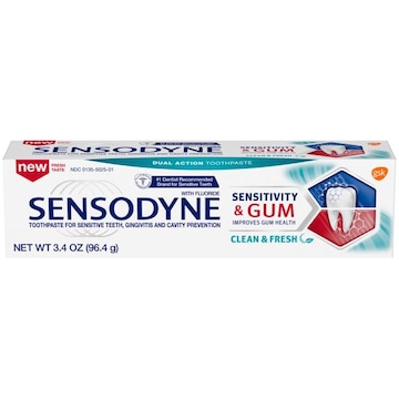 Sensodyne Sensitivity & Gum Sensitive Toothpaste, Clean & Fresh