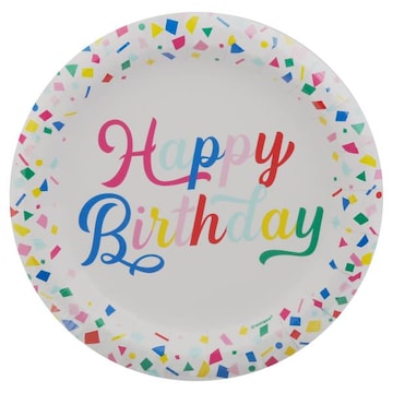 Unique Paper Plates, Colorful Confetti Birthday, 6-3/4 Inch