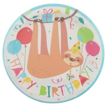 Unique Paper Plates, Happy Birthday, Sloth, 6-3/4 Inch