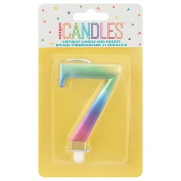 Unique Birthday Candle and Holder, Number 7