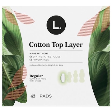 L. Thin Pads, with Wings, Regular, Cotton Top Layer