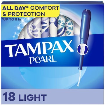 Tampax Pearl Tampons with LeakGuard Braid, Light, 18 Ct