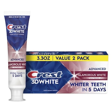 Crest 3D White Advanced Toothpaste, Glamorous White, 3.3 oz, 2 Pack