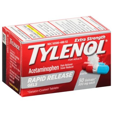 Tylenol Acetaminophen, Extra Strength, 500 mg, for Adults, Gelcaps