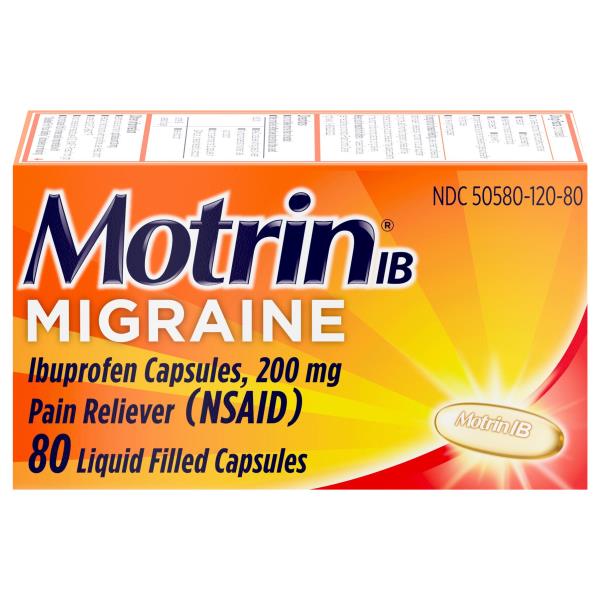 Motrin Ibuprofen, Migraine, 200 mg, Liquid Filled Capsules Publix