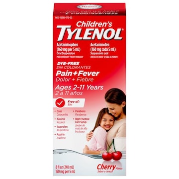 Tylenol Children's Acetaminophen, Pain + Fever, Cherry Flavor