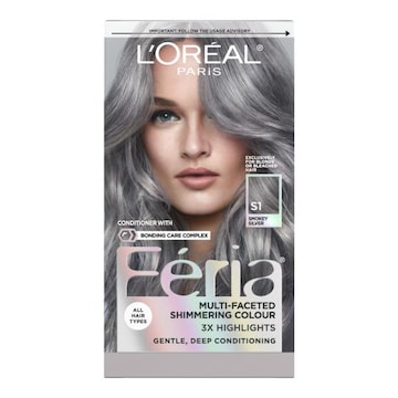 L'Oreal Paris Feria Shimmering Permanent Hair Color S1 Smokey Silver (Silver Gray)