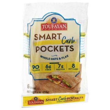 Toufayan Bakeries Smart Carb Pockets, Whole Oats & Flax