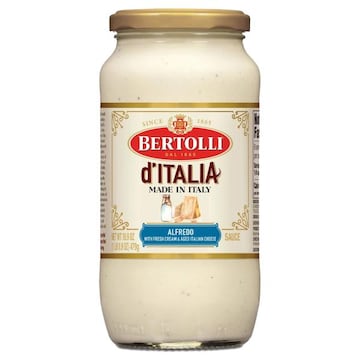 Bertolli D'Italia Alfredo Sauce, Zero Sugar, Authentic Tuscan Style Pasta Sauce Made in Italy with Fresh Cream and Aged Italian Cheeses, 16.9 OZ