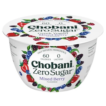 Chobani Greek Yogurt, Nonfat, Zero Sugar, Mixed Berry