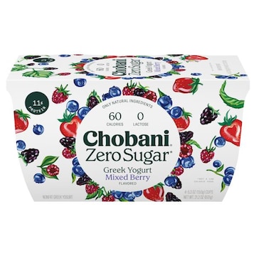 Chobani Greek Yogurt, Nonfat, Zero Sugar, Mixed Berry