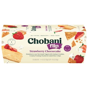 Chobani Flip Yogurt, Greek, Strawberry Cheesecake, 4 Value Pack