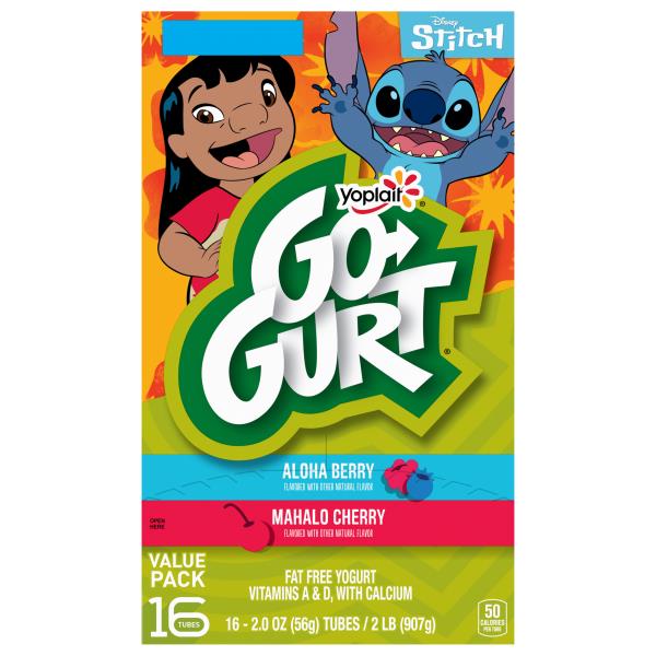 Go-Gurt Fat Free Disney Stitch Aloha Berry/Mahalo Cherry Yogurt
