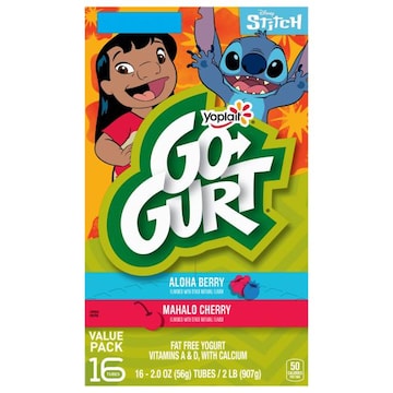 Go-Gurt Fat Free Disney Stitch Aloha Berry/Mahalo Cherry Yogurt Value Pack