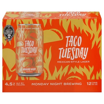 Monday Night Brewing Lager Beer, Taco Tuesday, Mexican-Style