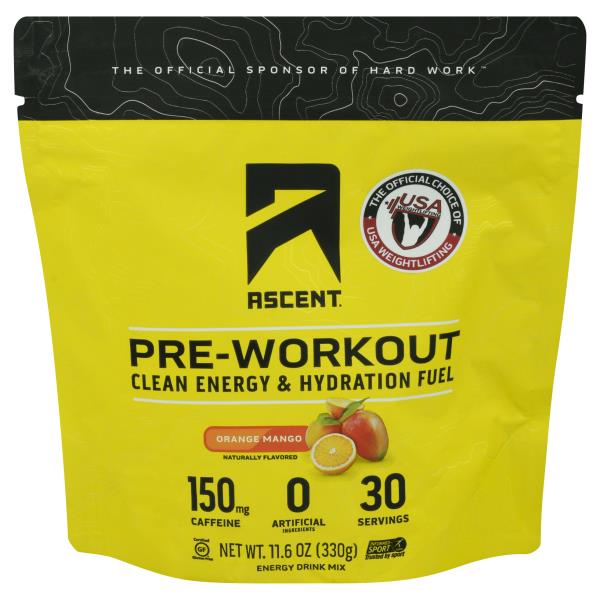 Ascent Energy Drink Mix, Orange Mango, PreWorkout Publix Super Markets