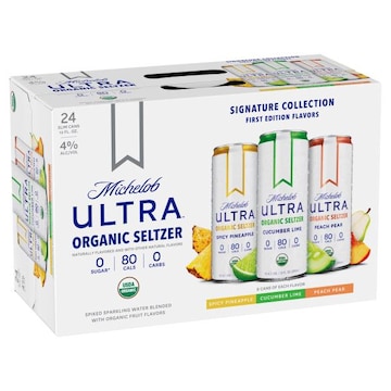 Michelob Ultra Spicy Pineapple, Cucumber Lime & Peach Pear Organic Seltzer Variety Pack