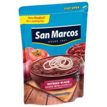San Marcos Black Beans with Chipotle, Refried