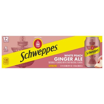 Schweppes Ginger Ale, White Peach, 12 Pack