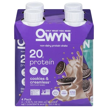 Owyn Protein Shake,  Non-Dairy, Cookies & Creamless, 4 Pack
