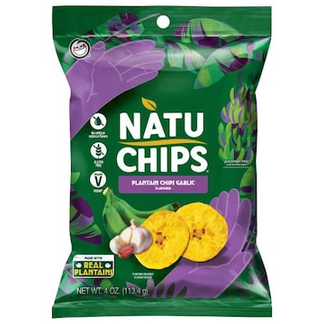 NatuChips Plantain Chips, Garlic Flavored